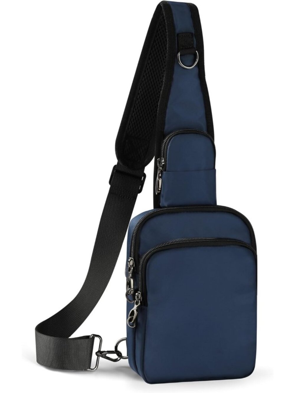 Women's Blue Chest Fanny Pack Crossbody Bag with Zipper Lock RFID Blocking Bag